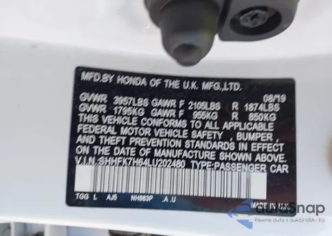 2020 Honda Civic Ex from USA, damaged, VIN SHHFK7H64LU202480